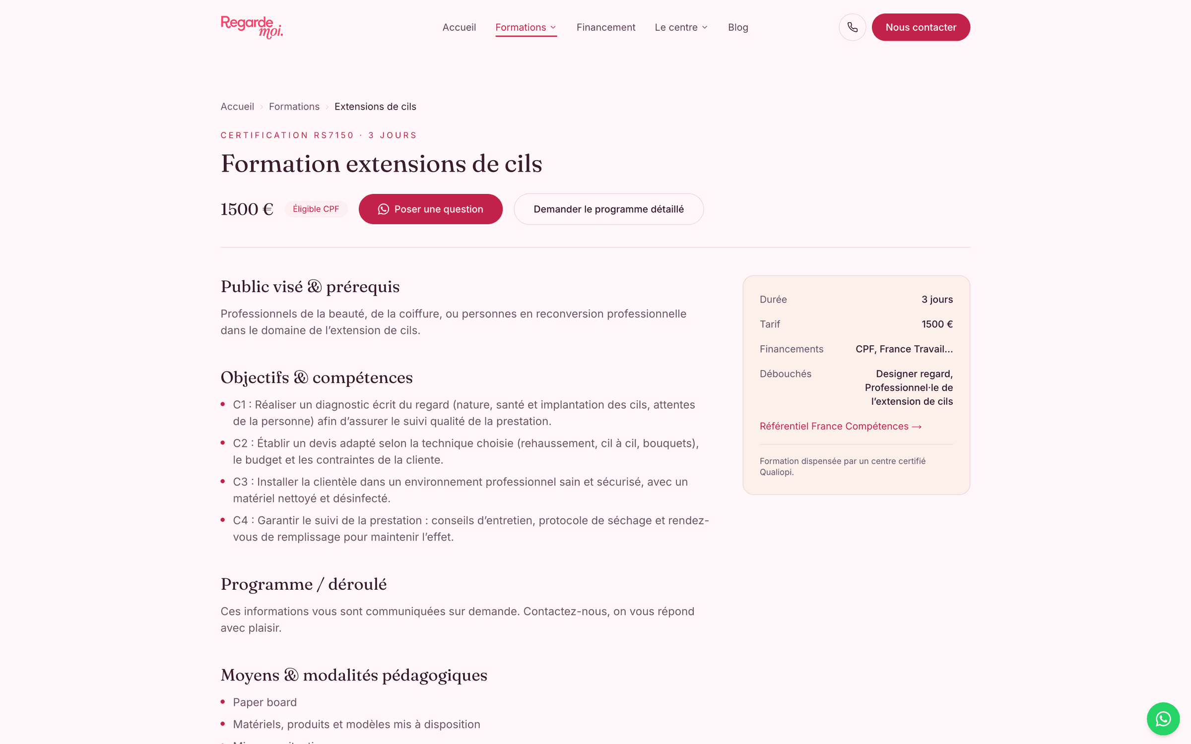 The course page